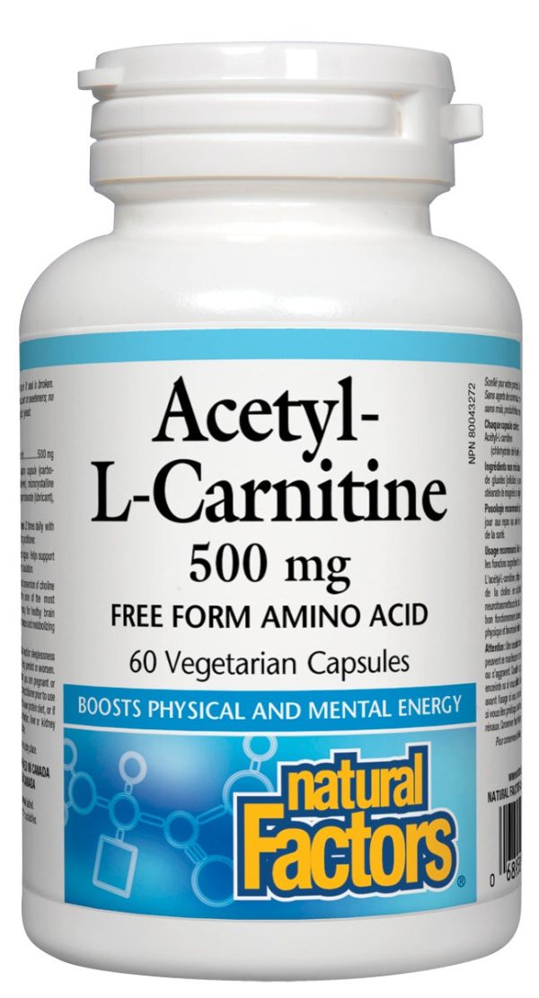 Natural Factors - Acetyl L-Carnitine - 500mg, 60 capsules Online Sale