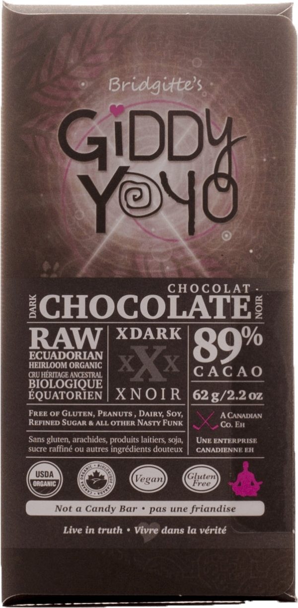 Giddy Yoyo - Xtra Dark 89% Chocolate Bar, 62 g Discount