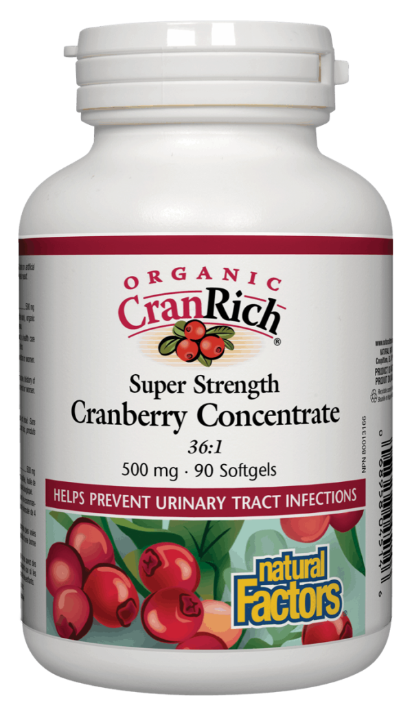 Natural Factors - Organic Cranrich Super Strength 500mg, 90softgels on Sale