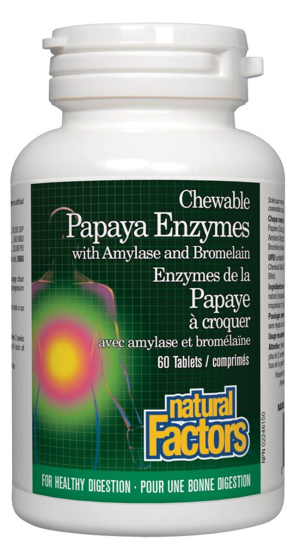 Natural Factors - Chewable Papaya Enzymes with Amylase and Bromelain, 60 tablets Online now