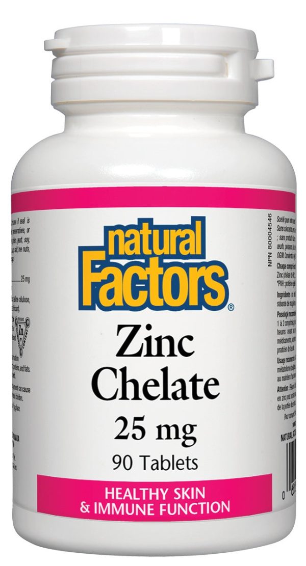 Natural Factors - Zinc Chelate 25mg 90 Tabs Hot on Sale