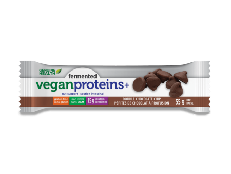 Genuine Health - Fermented Vegan Proteins+ Bar - Double Chocolate Chip, 55 g Supply