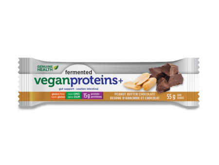 Genuine Health - Fermented Vegan Proteins+ Bar - Peanut Butter Chocolate, 55 g For Cheap