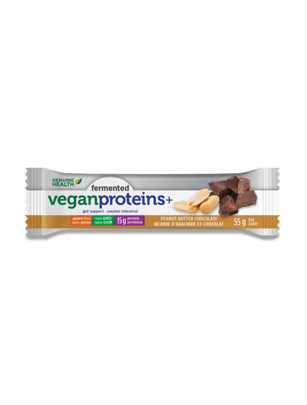 Genuine Health - Fermented Vegan Proteins+ Bar - Peanut Butter Chocolate, 55 g For Cheap