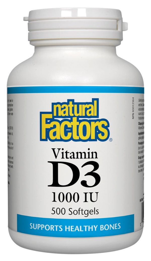 Natural Factors - Vitamin D3 - 1,000IU, 500 softgels Sale