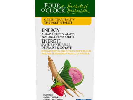 Four O Clock - Green Tea, Energy, Strawberry-Guava, 20 Count Online Sale