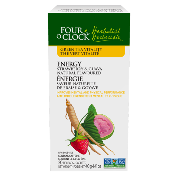 Four O Clock - Green Tea, Energy, Strawberry-Guava, 20 Count Online Sale