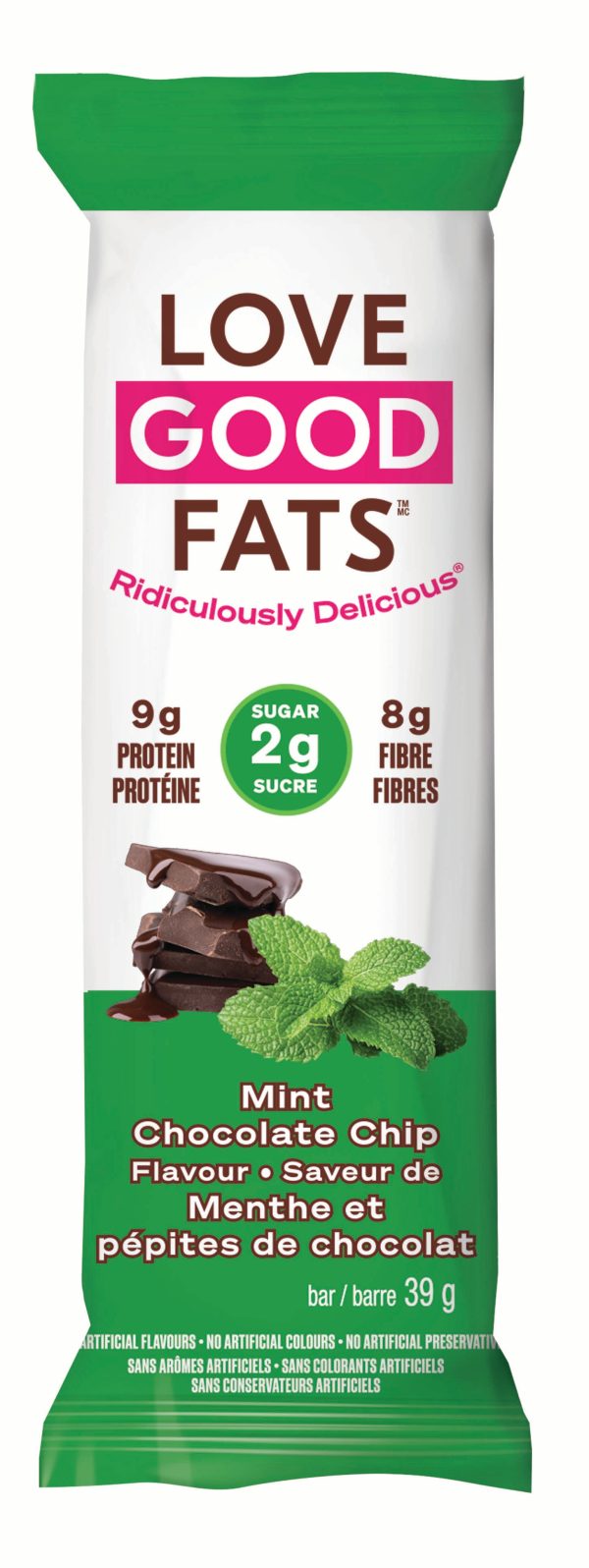 Love Good Fats - Mint Chocolate Chip Snack Bar, 39 g Supply