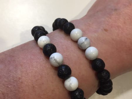 The Nirvana Corporation - Lava Bead Bracelet, Howlite, Large Online now